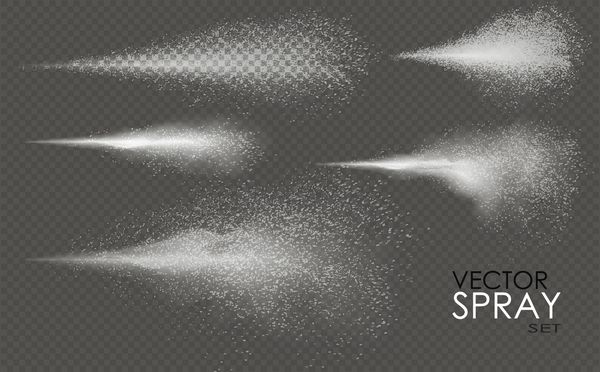 اسپری آب دود سفید گرد و غبار و نقطه مه اتمایزر جلوه وکتور تصویر سه بعدی طراحی آرایشی