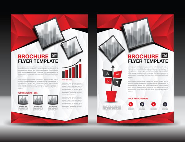 قالب بروشور تجاری طرح جلد قرمز گزارش سالانه خبرنامه تبلیغات