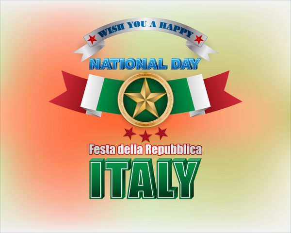 طراحی تعطیلات پس زمینه با متون سه بعدی ستاره طلایی و پرچم ایتالیا برای دوم ژوئن روز ملی ایتالیا جشن جشن وکتور