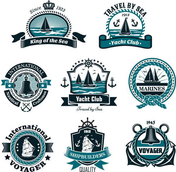 مجموعه نمادهای دریایی و وکتور نمادهای دریایی