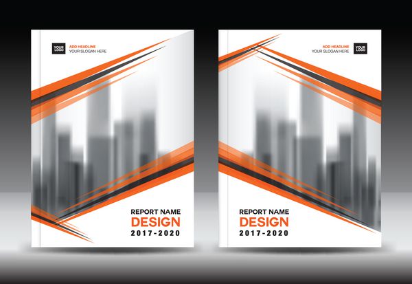 طرح جلد نارنجی الگوی گزارش سالانه بروشور تجاری کتاب در a4