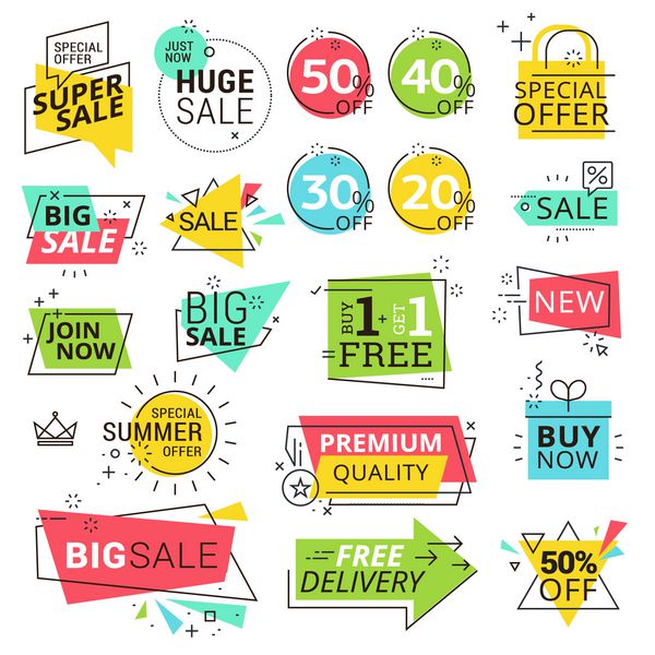برچسب های کیفیت برتر برچسب‌های وکتور مدرن برای خرید تجارت الکترونیک تبلیغ محصول برچسب رسانه‌های اجتماعی بازاریابی