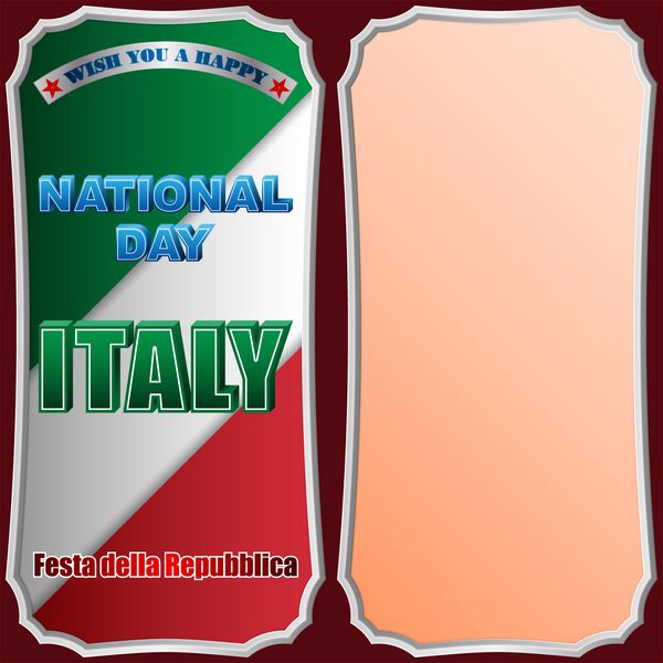 طراحی تعطیلات پس زمینه با متون سه بعدی و پرچم ایتالیا برای دوم ژوئن روز ملی ایتالیا جشن وکتور