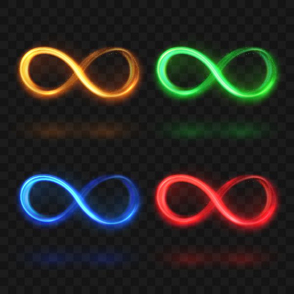 نمادهای وکتور انتزاعی پر زرق و برق یا حلقه نور جادویی جادویی نمادهای روشنایی رنگارنگ