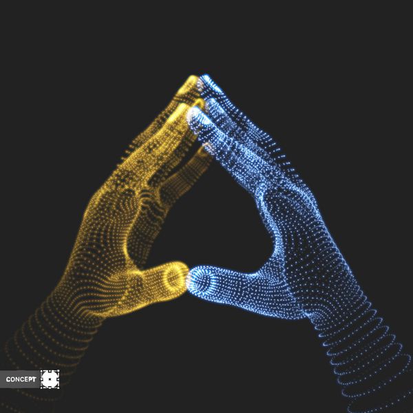 دو دست انسان ساختار اتصال مفهوم کسب و کار وکتور سه بعدی