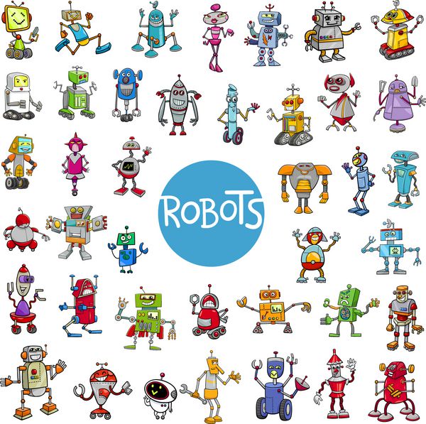 مجموعه بزرگ شخصیت های ربات کارتونی