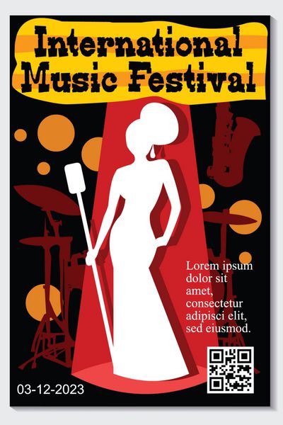 پوستر موسیقی برای جشنواره زنده گروه جاز با خواننده و آلات موسیقی الگوی جلد کنسرت مدرن و رنگارنگ برای وینیل با طرح وکتور جدا شده از مفهوم آهنگ موسیقی