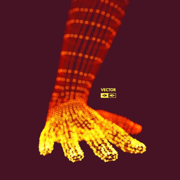 بازوی انسان مدل دست ساختار اتصال مفهوم فناوری آینده وکتور سه بعدی