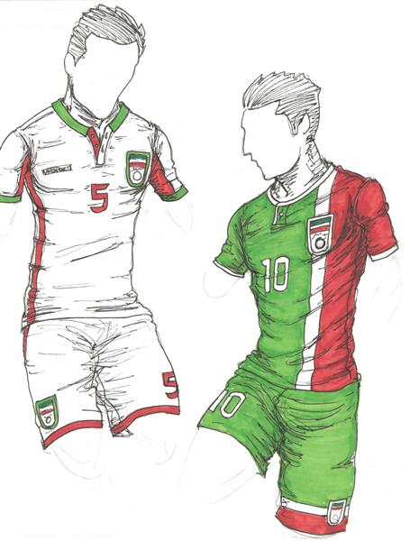 نقاشی از لباس های تیم ملی ایران در جام جهانی فوتبال