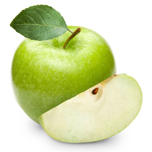 سیب های سبز جدا شده بر روی زمینه سفید