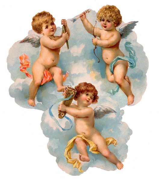 تصویر پرنعمت cherubs سه در ابرها حدود 1882