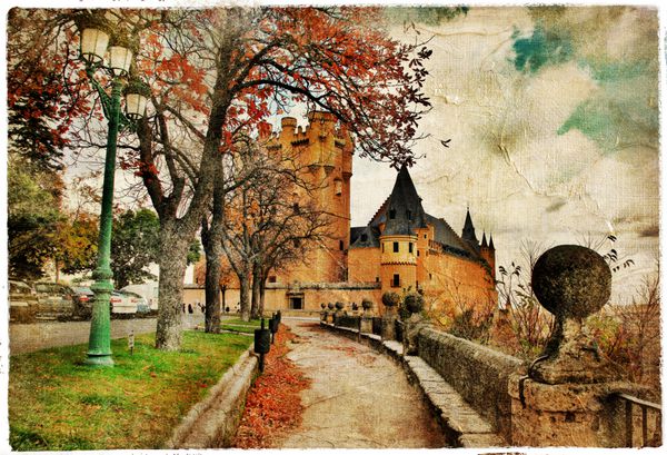 پری دژ قلعه سگوبیا اسپانیا تصویر در سبک نقاشی