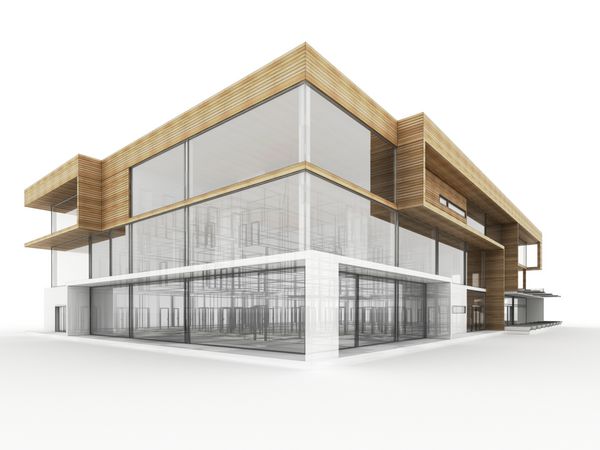طراحی ساختمان اداری مدرن معماران و طراحان تجسم رایانه تولید می شود