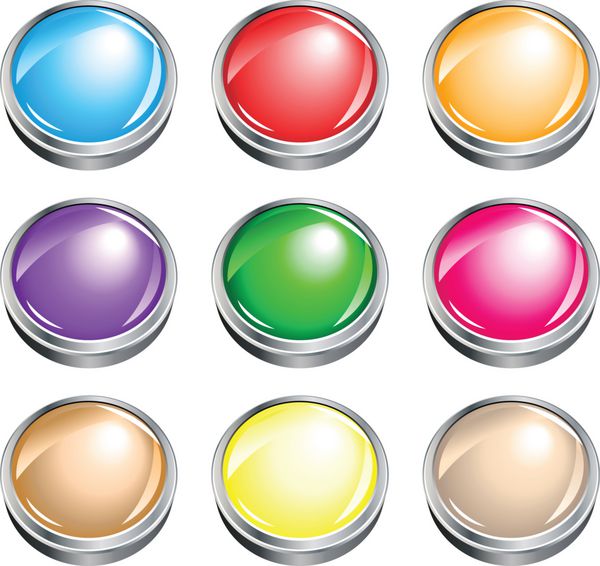 مجموعه ای از دکمه های حجم رنگ های مختلف
