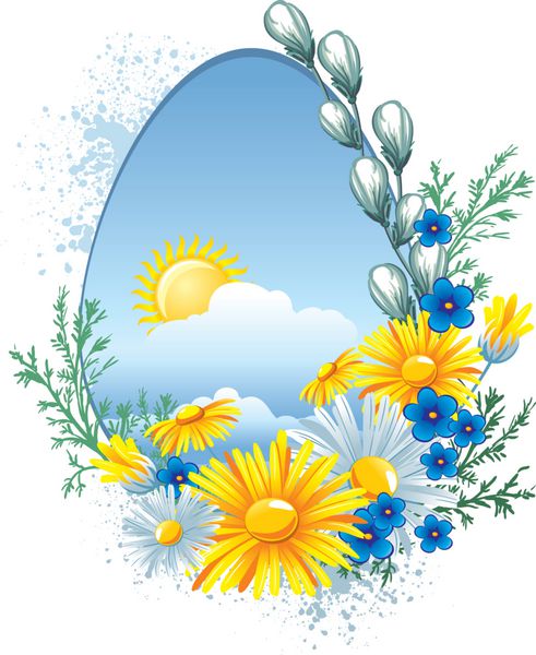 بنر عید پاک با گل های بهاری