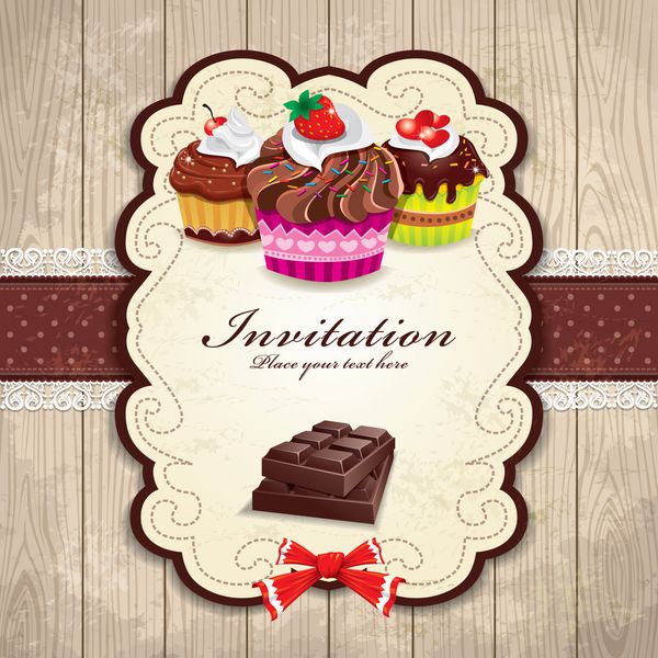 قالب دعوت نامه کیک شکلاتی وینتیج