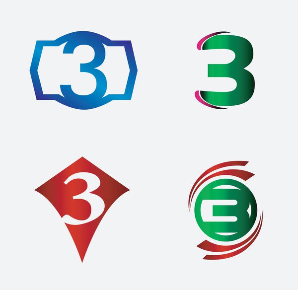 طراحی لوگو شماره لگوی شماره سه وکتور لوگو 3