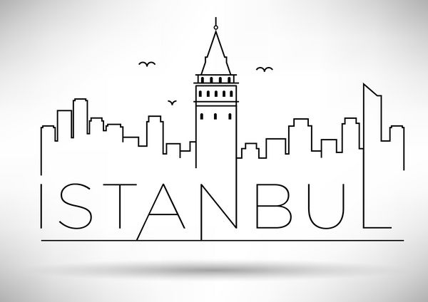 طراحی تایپوگرافی خط سیلوئت شهر استانبول