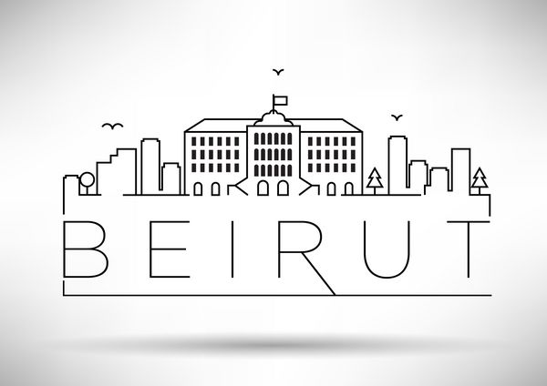 طراحی تایپوگرافی خط سیلوئت شهر بیروت