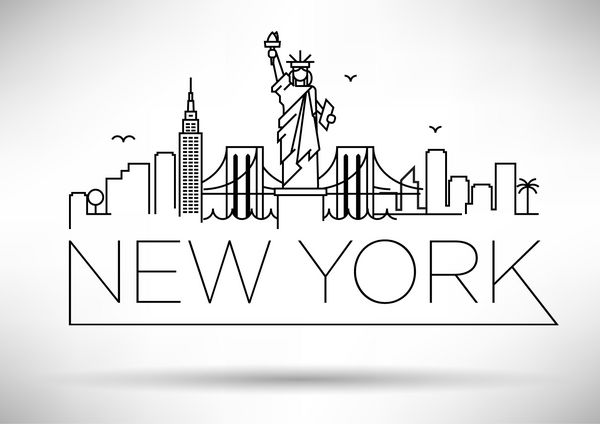 خطی خط افق شهر نیویورک با طراحی تایپوگرافی