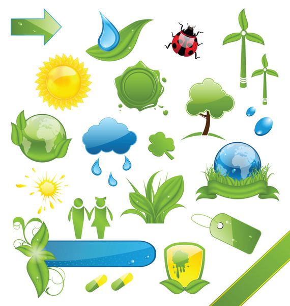 مجموعه ای از نمادهای اکولوژی سبز