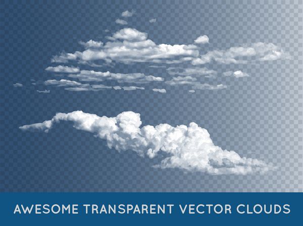 مجموعه مجموعه ابرهای وکتور شفاف را می توان با هر پس زمینه ای استفاده کرد