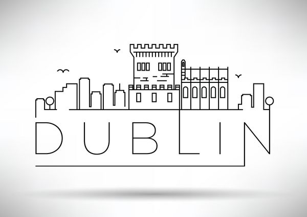 سیلوئت خطی شهر دوبلین با طراحی تایپوگرافی