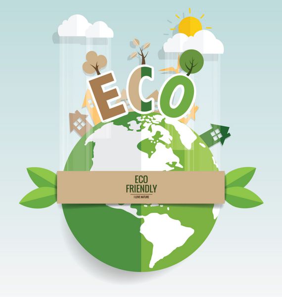 سازگار با محیط زیست مفهوم اکولوژی با زمین و درختان اکو سبز Ve