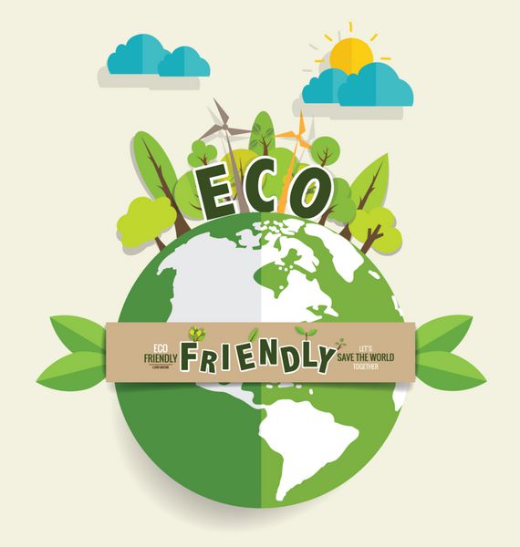 سازگار با محیط زیست مفهوم اکولوژی با زمین و درختان اکو سبز Ve