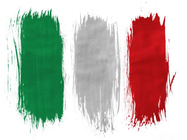 ایتالیا پرچم ایتالیا با 3 سکته قلم موی عمودی بر روی زمینه سفید رنگ شده است