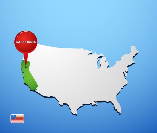 کالیفرنیا در نقشه ایالات متحده آمریکا