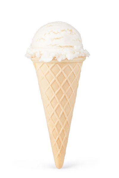 بستنی با مخروط بر روی زمینه سفید