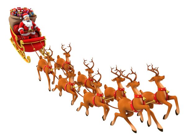 بابا نوئل سورتمه شمالی را در کریسمس سوار می کند