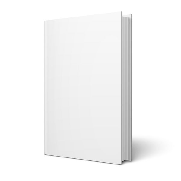 قالب قالب عمودی blank با صفحات در سمت جلو ایستاده در سطح سفید دیدگاه چشم انداز تصویر برداری