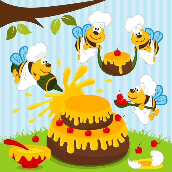 آشپز زنبورها آماده کیک تصویر برداری