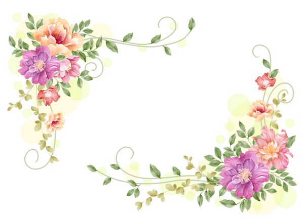 مجموعه آبرنگ گلدار مجموعه گل ها مرتب شده اند و شکل خرقه ای کامل است