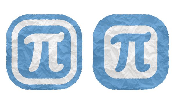 دو فریم با کاغذ خرد شده بافت و نماد pi