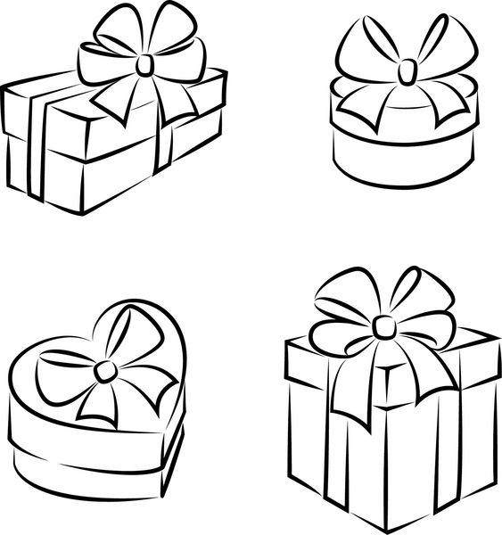 جعبه هدیه آیکون یا نمادها سیاه و سفید جدا شده است