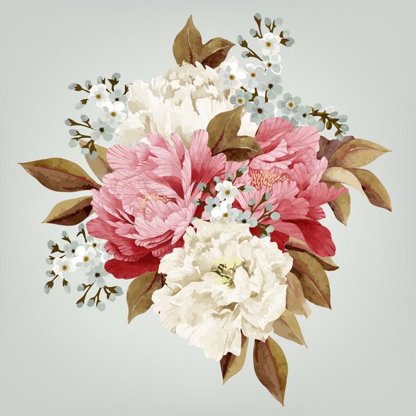 دسته گلهای گلدار آبرنگ می تواند به عنوان کارت تبریک دعوت نامه برای عروسی تولد و دیگر تعطیلات و تابستان استفاده شود
