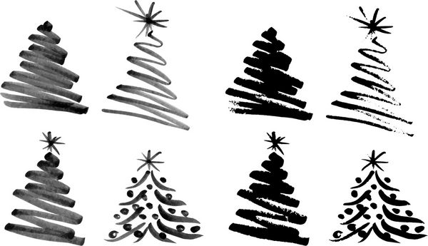 طرح نقاشی درخت کریسمس تصویر برداری