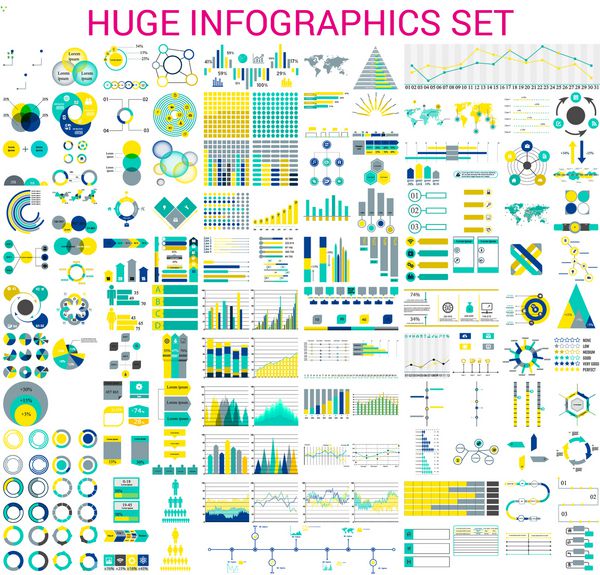 مجموعه ای از مگا مجموعه ای از عناصر infographic