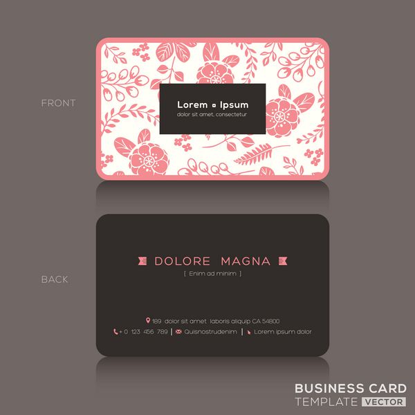 کارت کسب و کار قالب طراحی قالب با پس زمینه گل صورتی