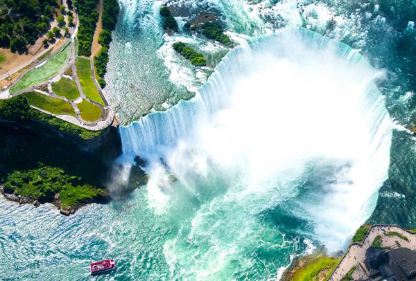 آبشار نیاگارا از منظره هوایی از هلیکوپتر کانادایی فالز کانادا