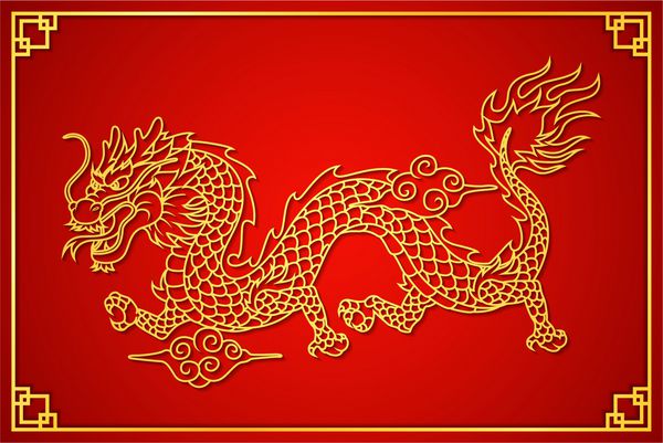 تصویر برداری کارت مبارک چینی کارت های جدید با اژدها طلا