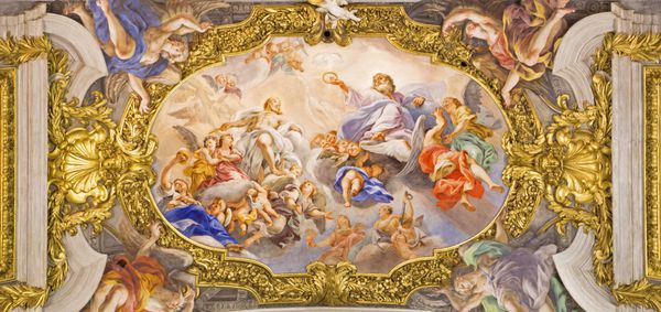 رم ایتالیا 2015 مارس 25 جزئیات فرسایش بر روی سقف کلیسا Chiesa del Jesu