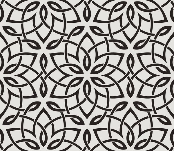 الگوی بدون درز با نوارهای تقسیم شده چکیده الگوی گل در سبک عربی در پس زمینه نور