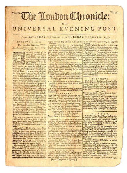 لندن کرونیکل 16 اکتبر 1759 صفحه 1 از 8