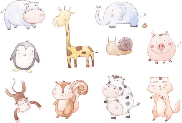 کارتون برداری از 10 حیوانات کودک