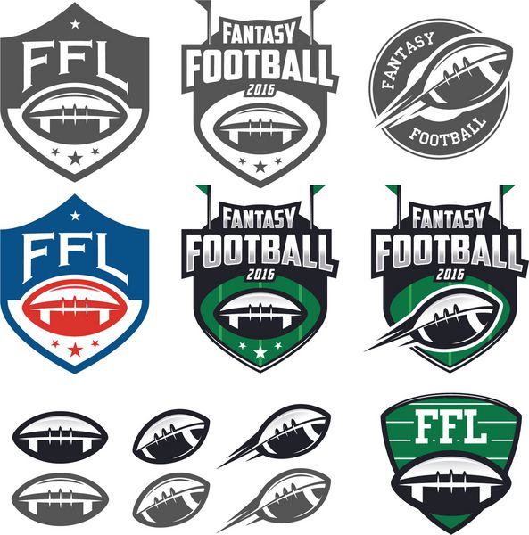 برچسب های لیگ فانتزی فوتبال آمریکا علامت ها و عناصر طراحی