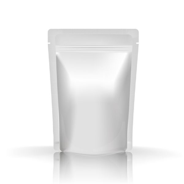 مواد غذایی یا نوشیدنی فویل خالی فوری قهوه کاکائو شیرینی زیتون سس کیسه پلاستیکی واقع بینانه سفید برای طراحی و نام تجاری شما آماده است